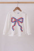 Cream hand-sewn bow mom&me sweatshirt