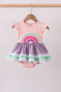 Purple lace rainbow ruffle bubble