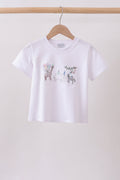 White Animal Embroidered Top