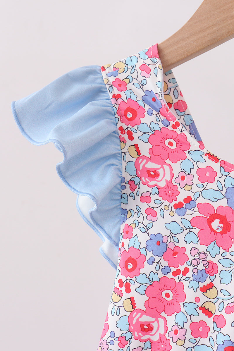 Pink Floral UPF Swim One-Piece