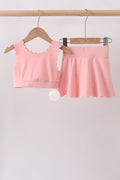 Pink Scalloped Yoga Skorts Set