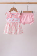 Pink Sailboat Embroidered Bloomer Set