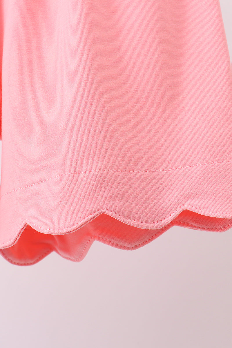 Pink tropical floral print ruffle shorts set