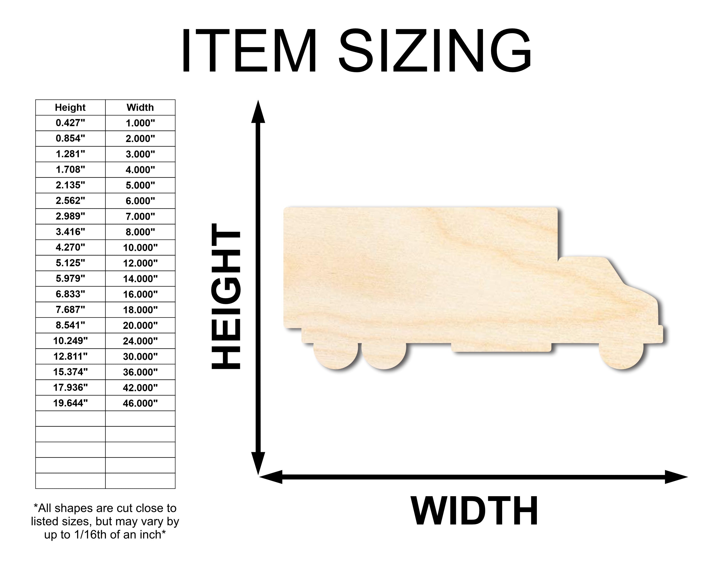 Unfinished Wood Truck Van Shape - Craft - up to 46" DIY