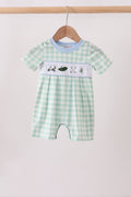 Green Golf Embroidered Romper