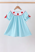 Blue Apple Embroidered Dress
