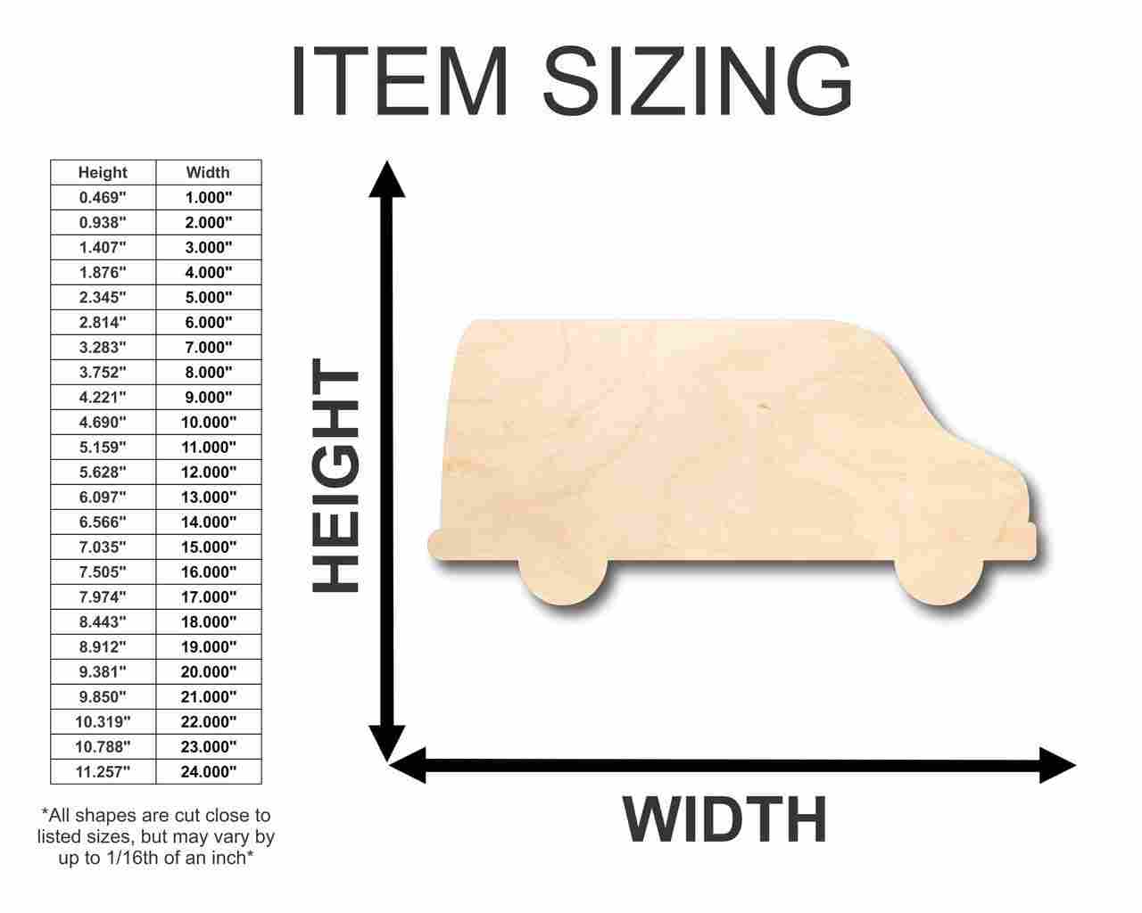 Unfinished Wood Van Shape - Craft - up to 46" DIY