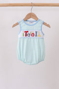 Blue Tool Smocked Stripe Bubble