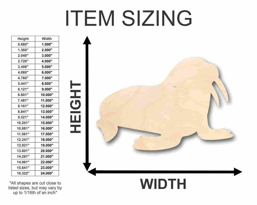 Unfinished Wood Walrus Shape - Ocean - Arctic - Nursery - Craft - up to 46" DIY