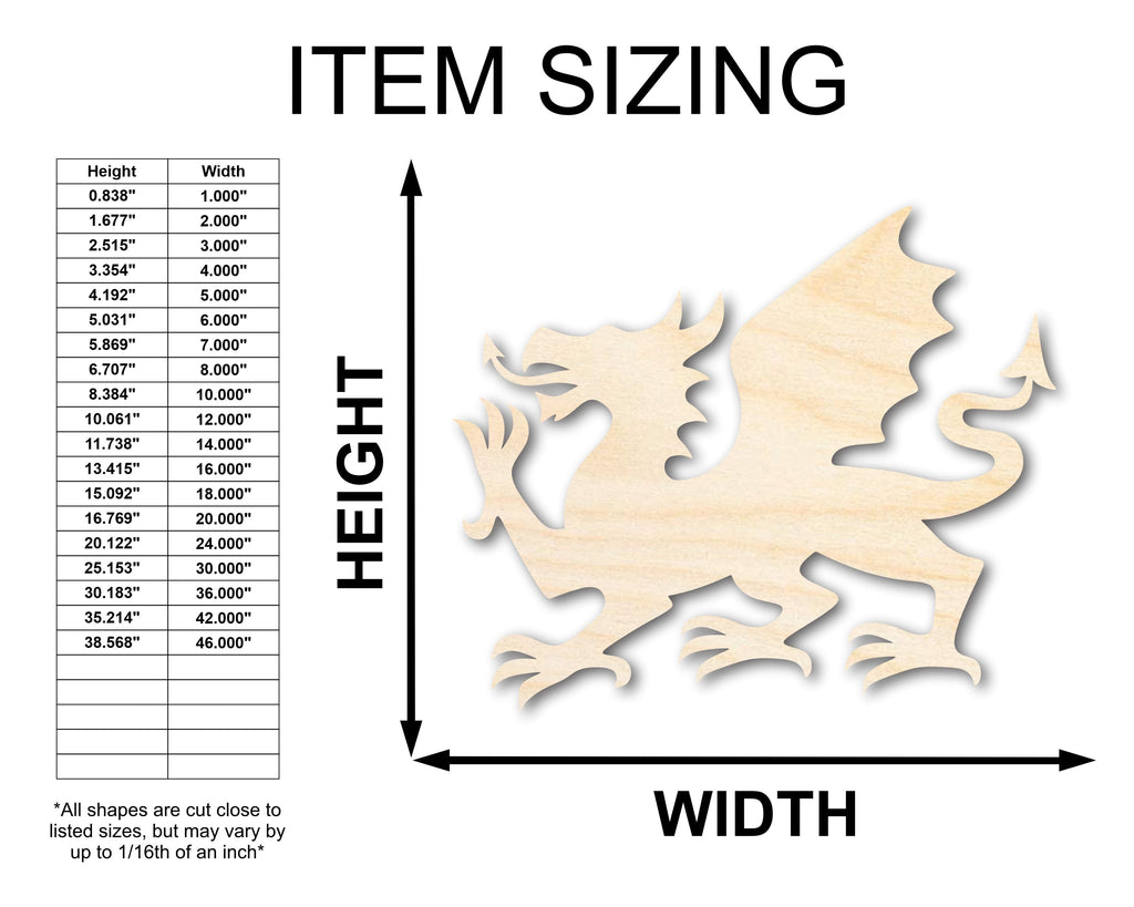 Unfinished Wood Welsh Dragon Shape - Craft - up to 46" DIY