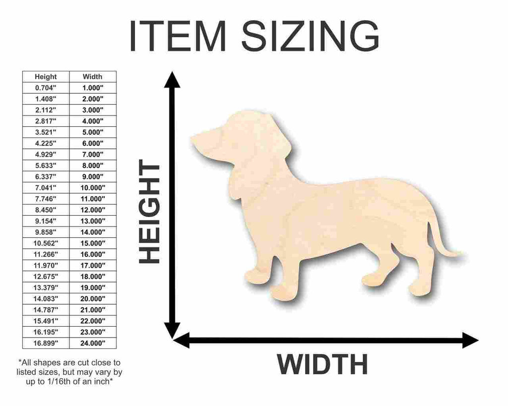 Unfinished Wood Wiener Dog - Dachshund Puppy Shape - Animal - Pet - Craft - up to 46" DIY