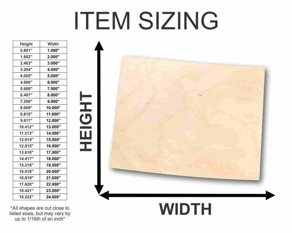 Unfinished Wood Wyoming Shape - State - Craft - up to 46" DIY