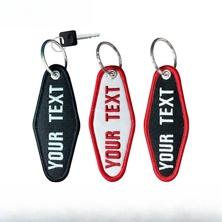 Double-sided Letter Woven Mark Embroidery Keychain Finished Decorative Materials, Luggage DIY Embroidery Key Pendant Customization