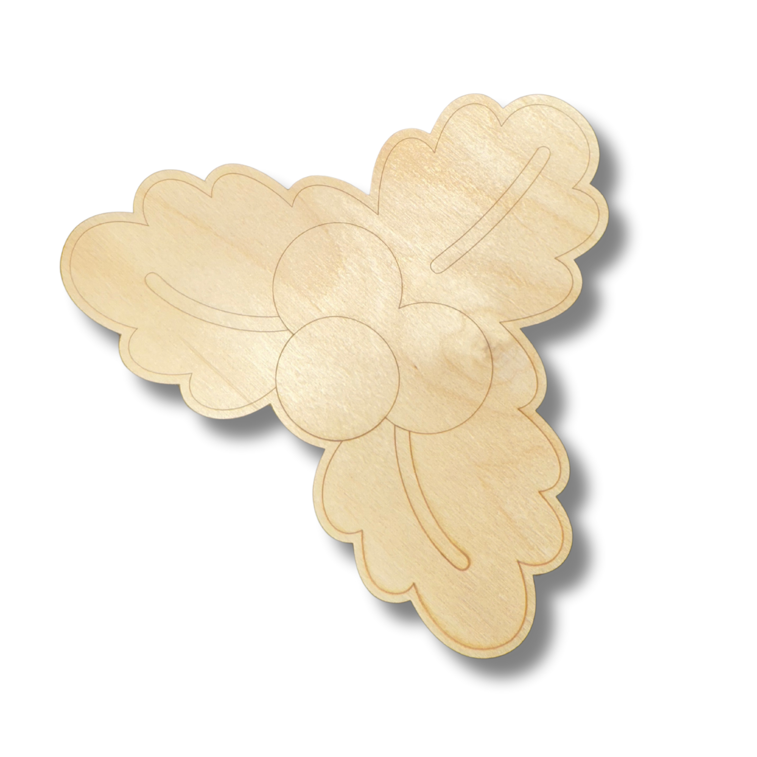 Unfinished Wood Etched Holly Shape | Paint By Line Crafts | up to 30" DIY