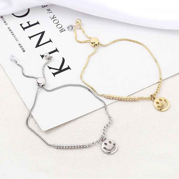 Western Fashion Simple Smiley Bracelet Women's Adjustable All-match Zircon Bracelet Accessories