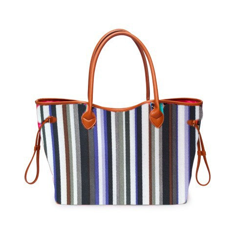 Women’s Rainbow Striped Tote – Multicolor Handbag, Shoulder Beach Shopper