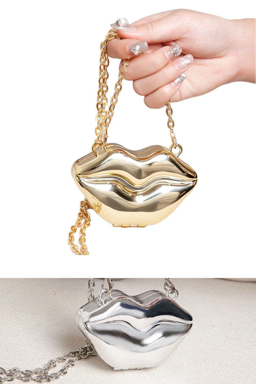 Lip Shaped Small evening Clutch Purse – Stylish Shinny Party Purse, Perfect for Casual Outings, Proms, and Parties – A Unique Fashion Accessory That Turns Heads