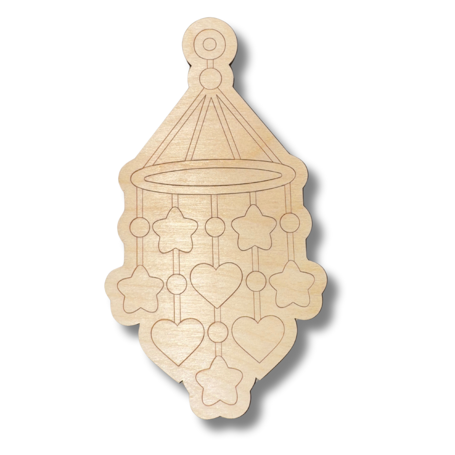 Unfinished Wood Etched Baby Mobile Shape | Paint By Line Crafts | up to 30" DIY