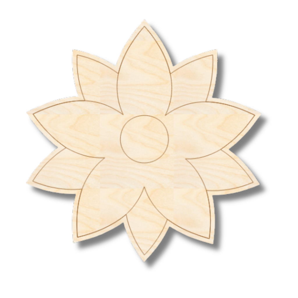 Unfinished Wood Etched Poinsettia Shape | Paint By Line Crafts | up to 30" DIY
