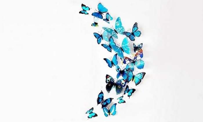 12-Piece Set: 3D Butterfly Magnets - Assorted Colors