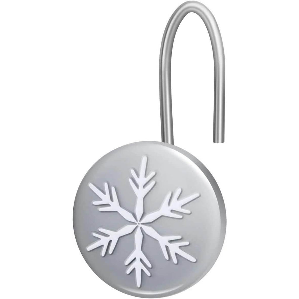 12-Pieces: Christmas Snowflake Anti-Rust Round Shower Curtain Hooks