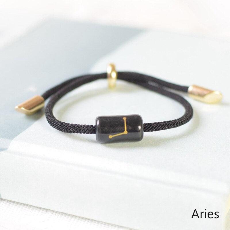 12 Zodiac Bracelet Charm Jewelry Adjustable Braided Rope Couple Bracelets Handmade Navy String Bracelet With Metal Knot Men Women Braided Bracelets Gifts