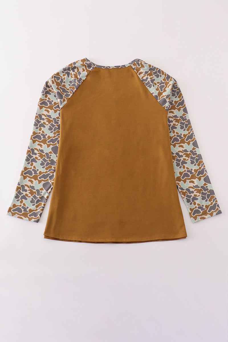 Halloween camouflage applique mom top