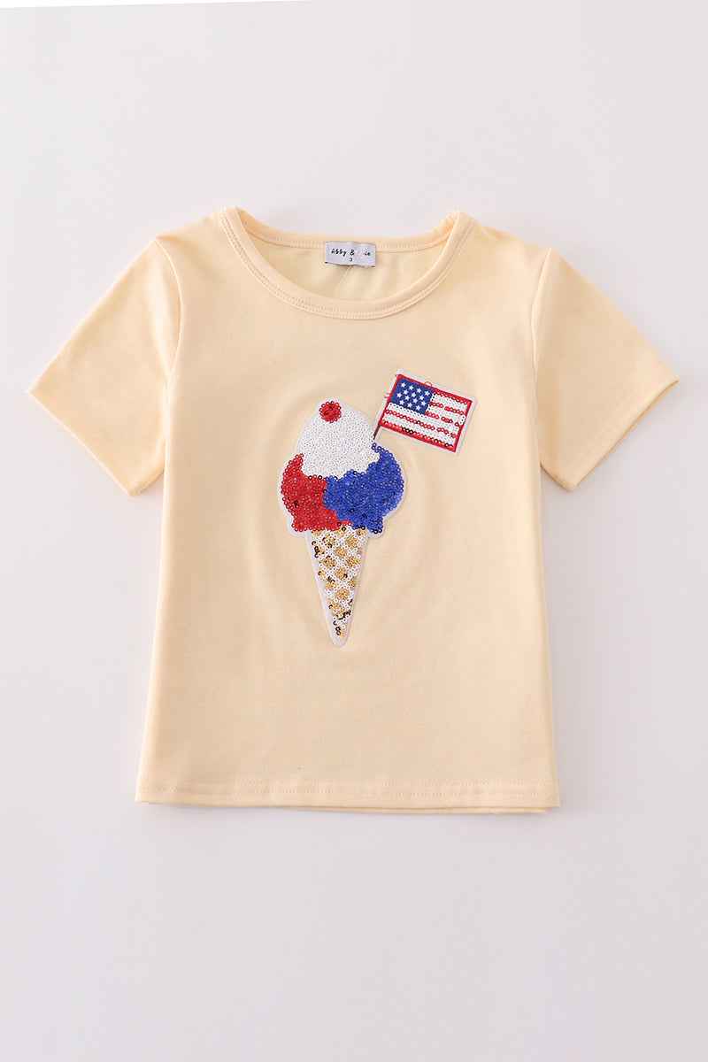 Ice cream flag sequin mom&me top