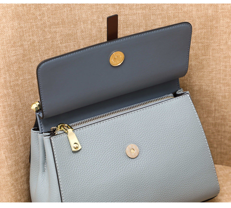 Cowhide leather tote bag shoulder purse leather crossbody strap 8853