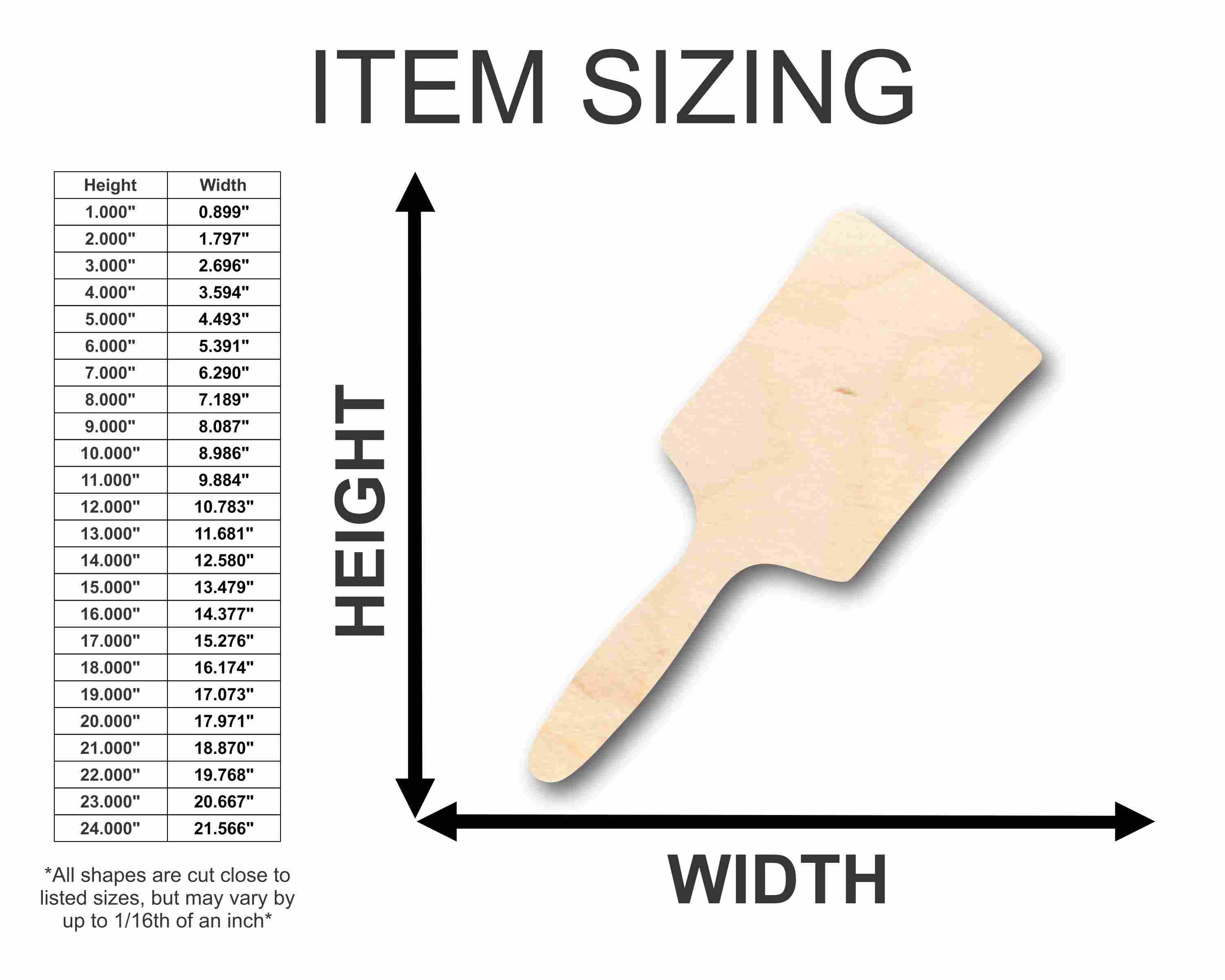 Unfinished Wood Brush Silhouette - Craft- up to 46" DIY