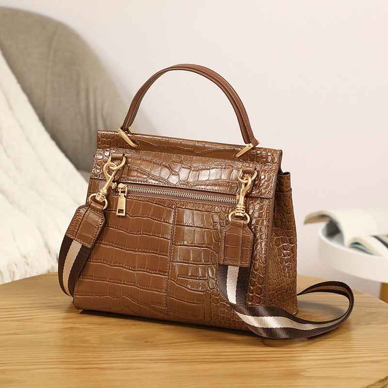 Genuine leather large capacity portable shoulder bag fashion crocodile  7387 tote crossbody