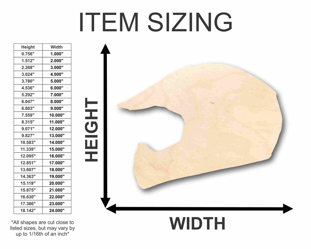 Unfinished Wood Dirt Bike Helmet Silhouette - Craft- up to 46" DIY