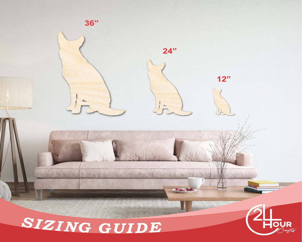 Unfinished Wood Sitting Dog Shape - up to 46"