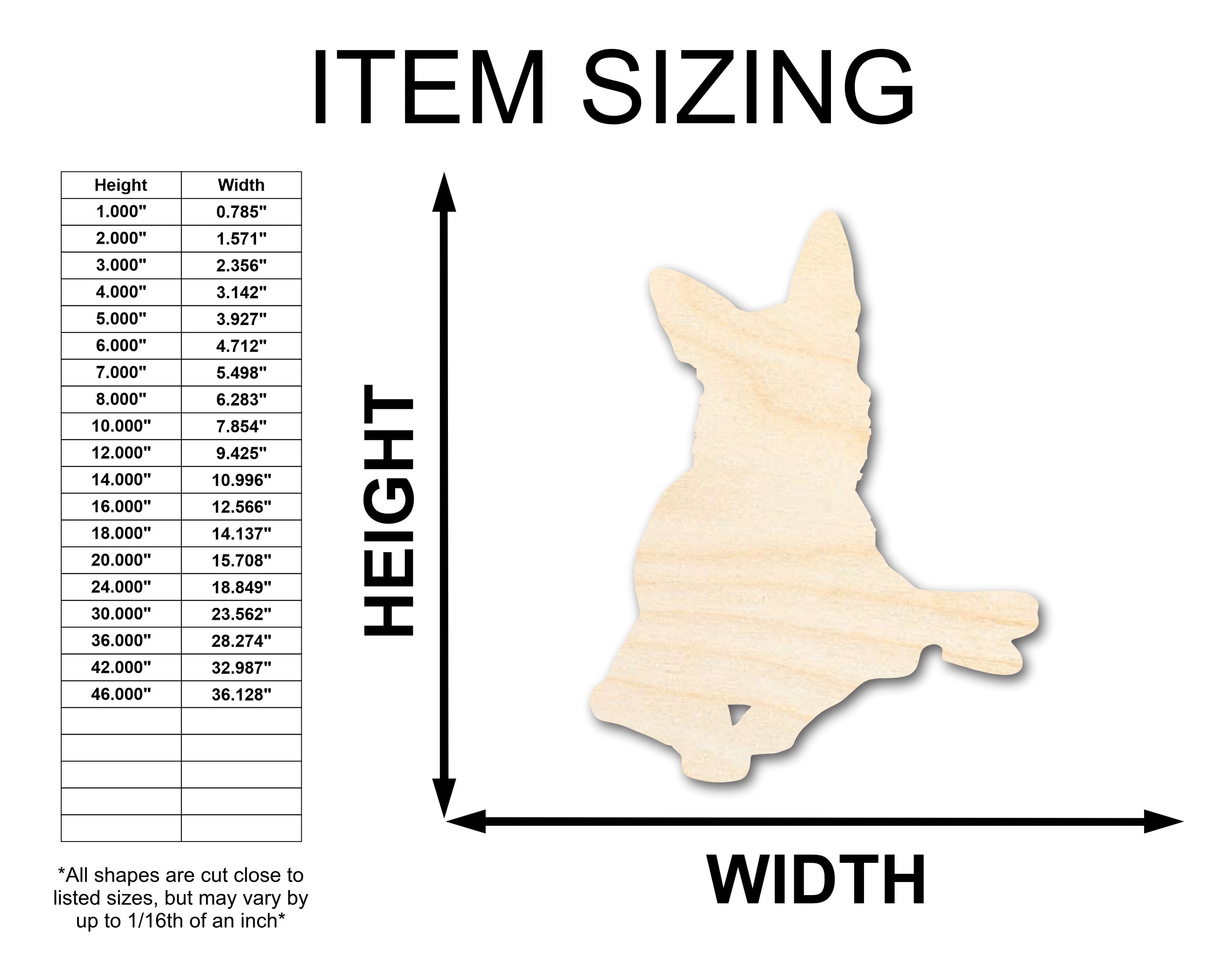 Unfinished Wood Dog Shape - up to 46"