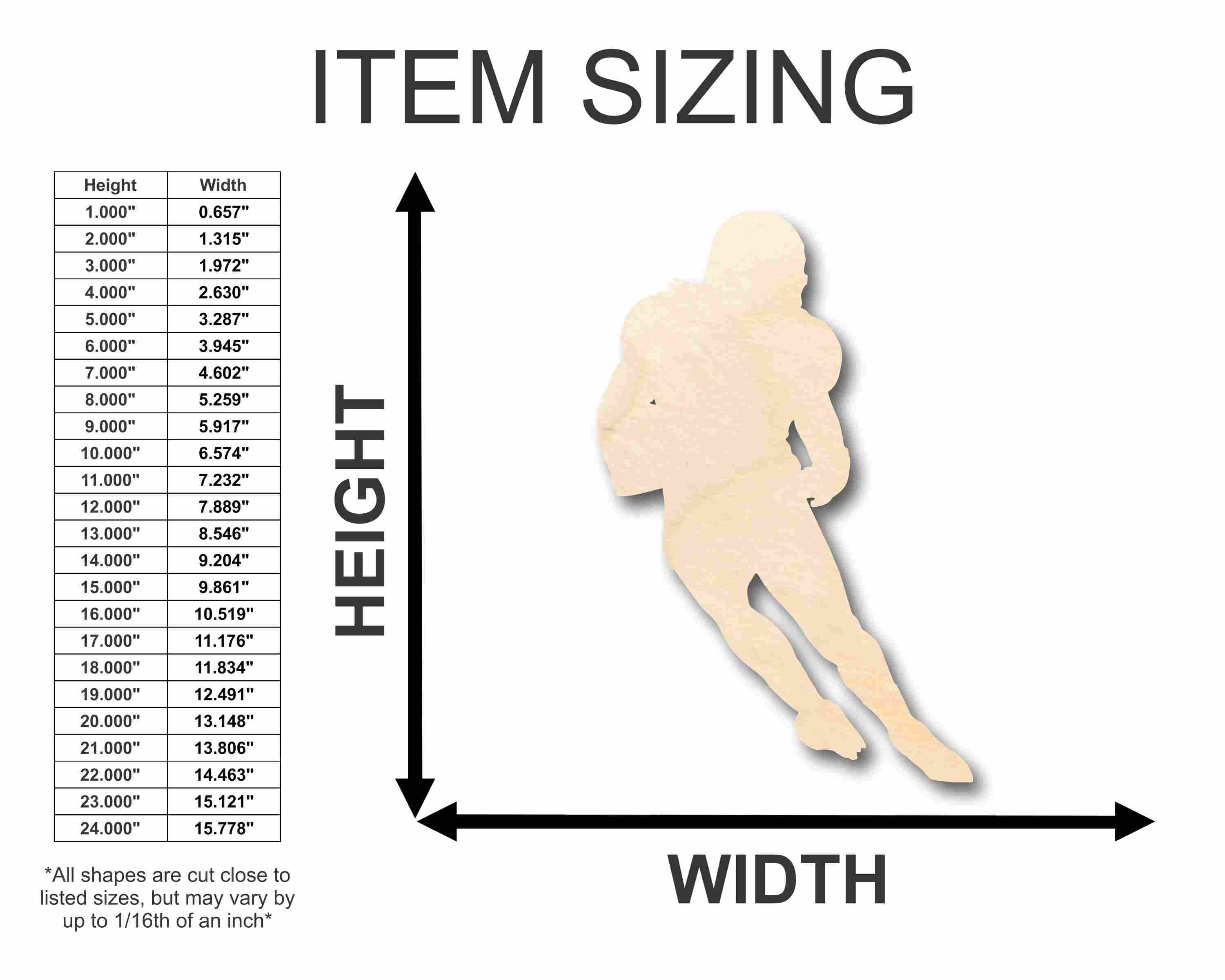 Unfinished Wood Football Player Silhouette - Craft- up to 46" DIY