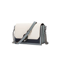 Genuine leather small crossbody bag  multi pockets contrast tone