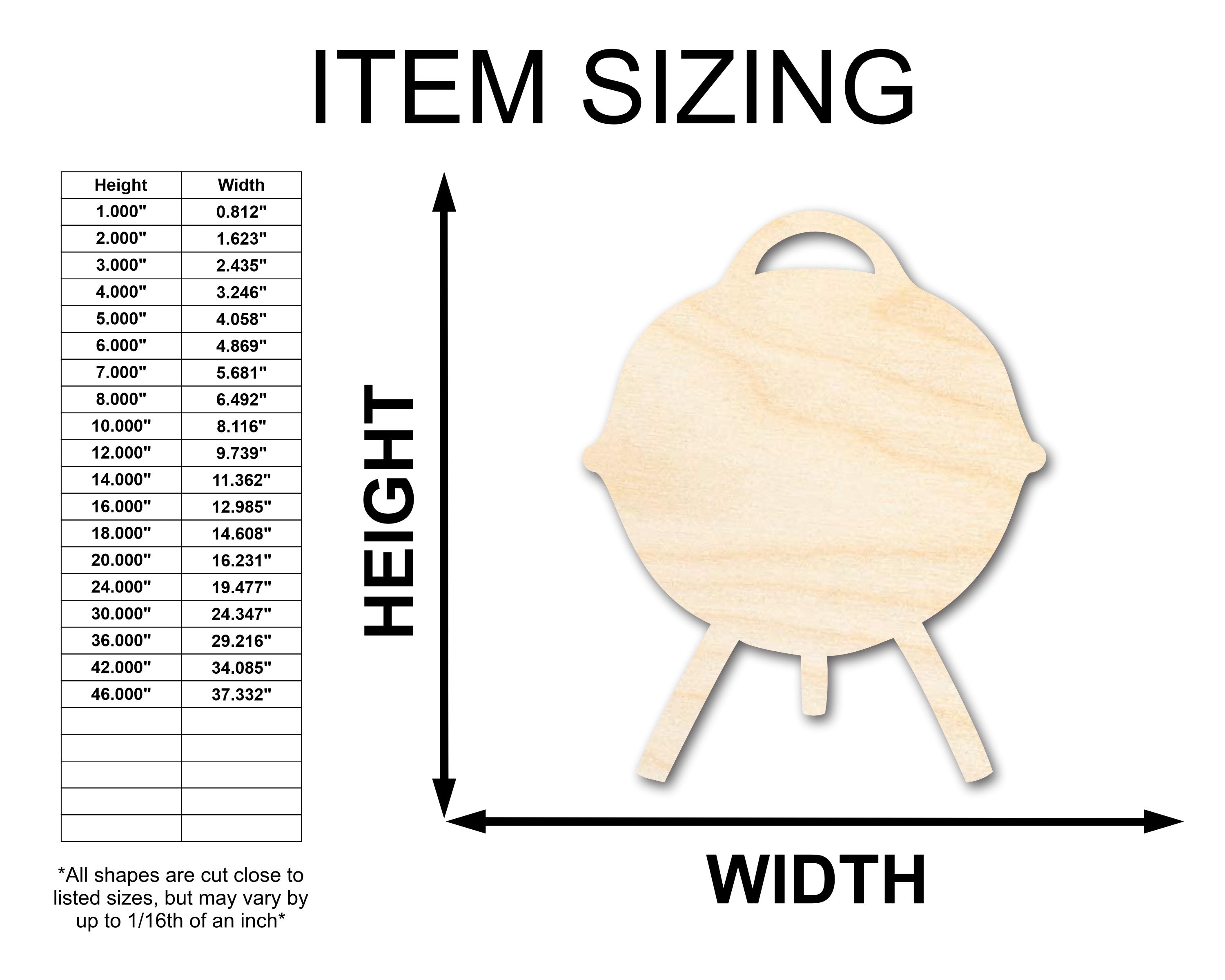 Unfinished Wood Charcoal Grill Shape - Craft - up to 46" DIY