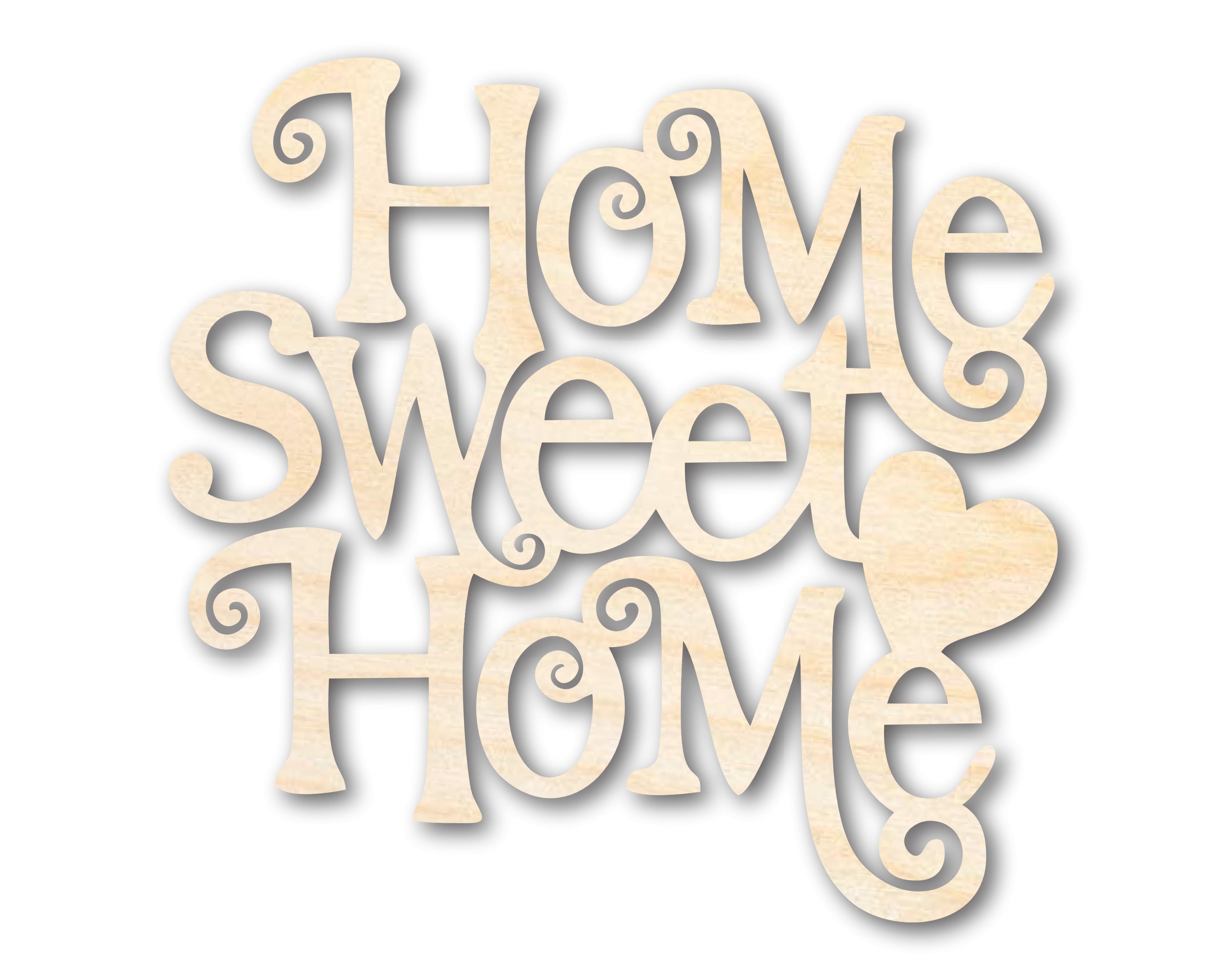Unfinished Wood Home Sweet Home Shape - Word Craft - up to 46"