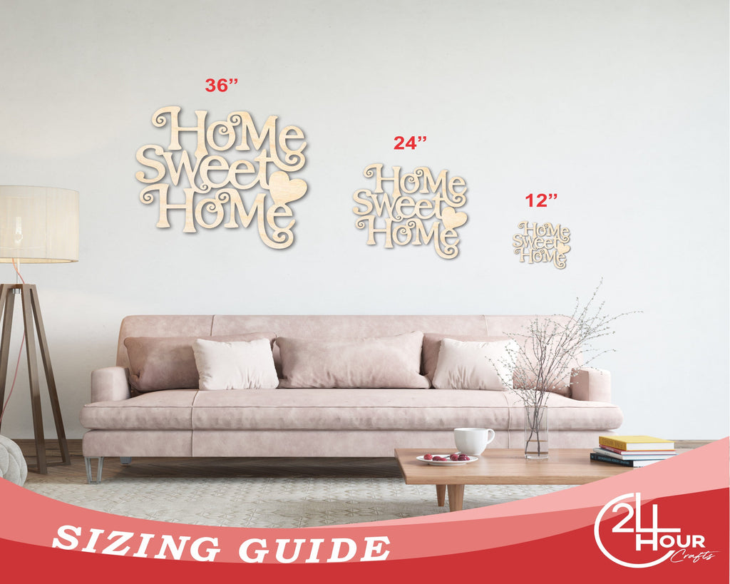 Unfinished Wood Home Sweet Home Shape - Word Craft - up to 46"