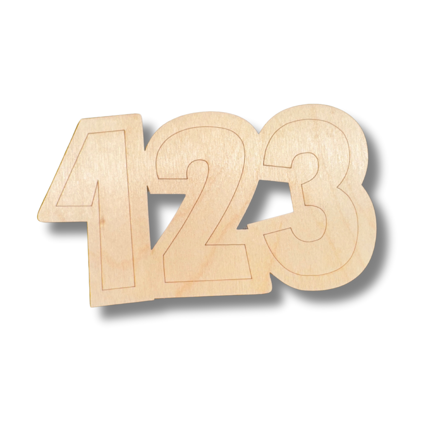 Unfinished Wood Etched 123 Shape | Paint By Line Crafts | up to 30" DIY