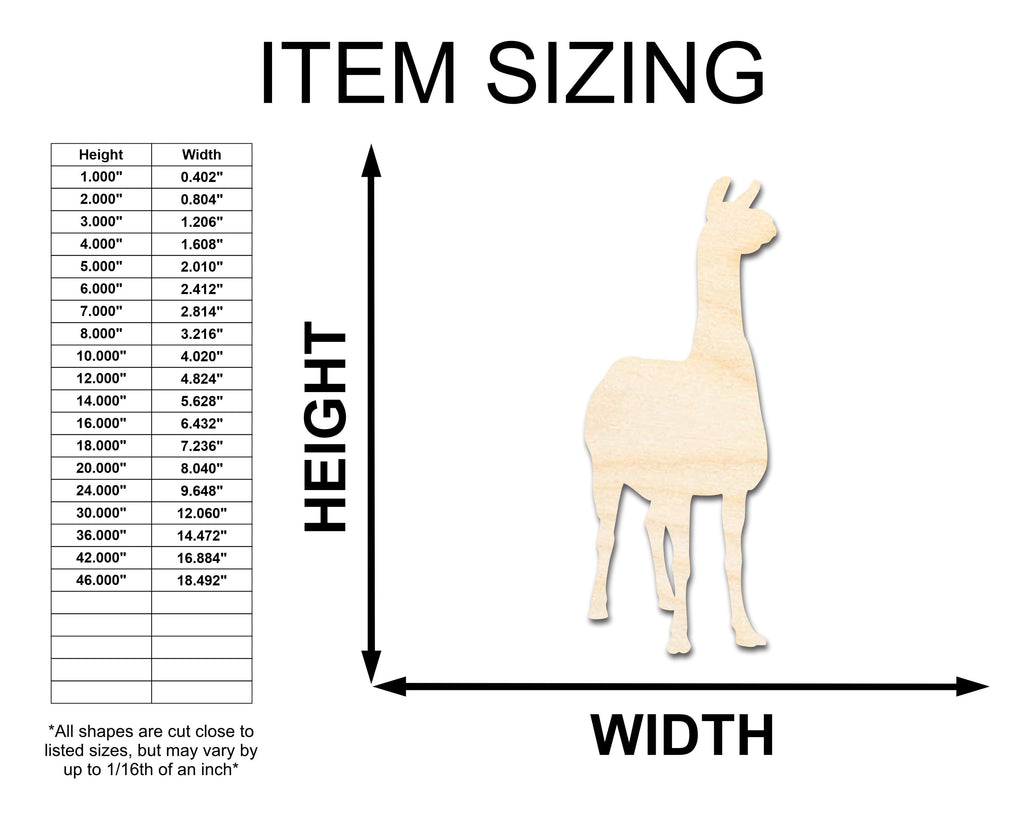 Unfinished Wood Alpaca Shape - Craft - up to 46" DIY