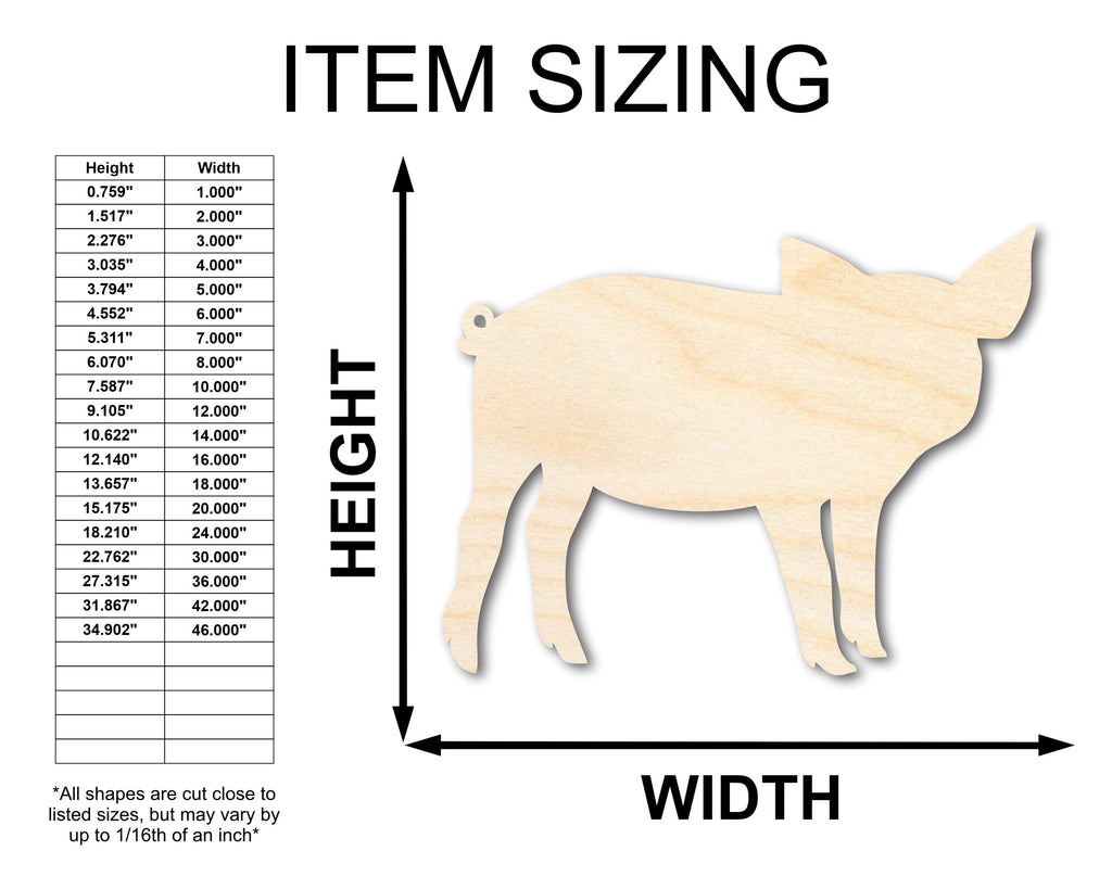 Unfinished Wood Pig Shape - Animal Craft - up to 46" DIY