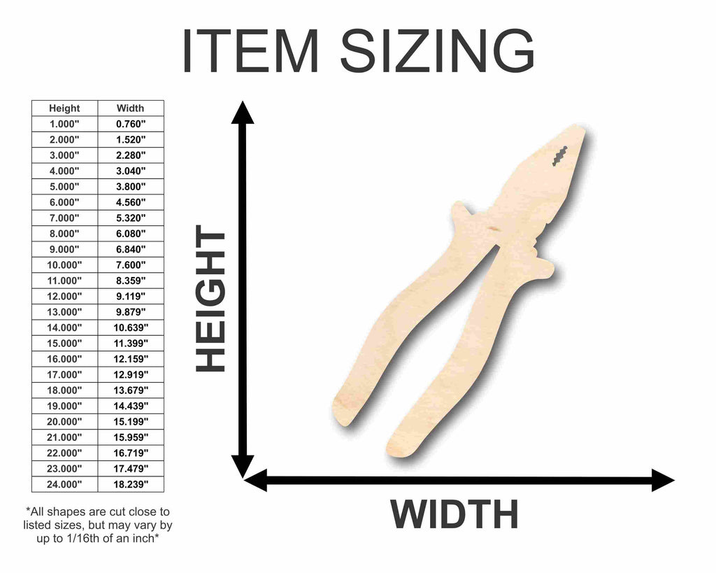 Unfinished Wood Plier Silhouette - Craft- up to 46" DIY