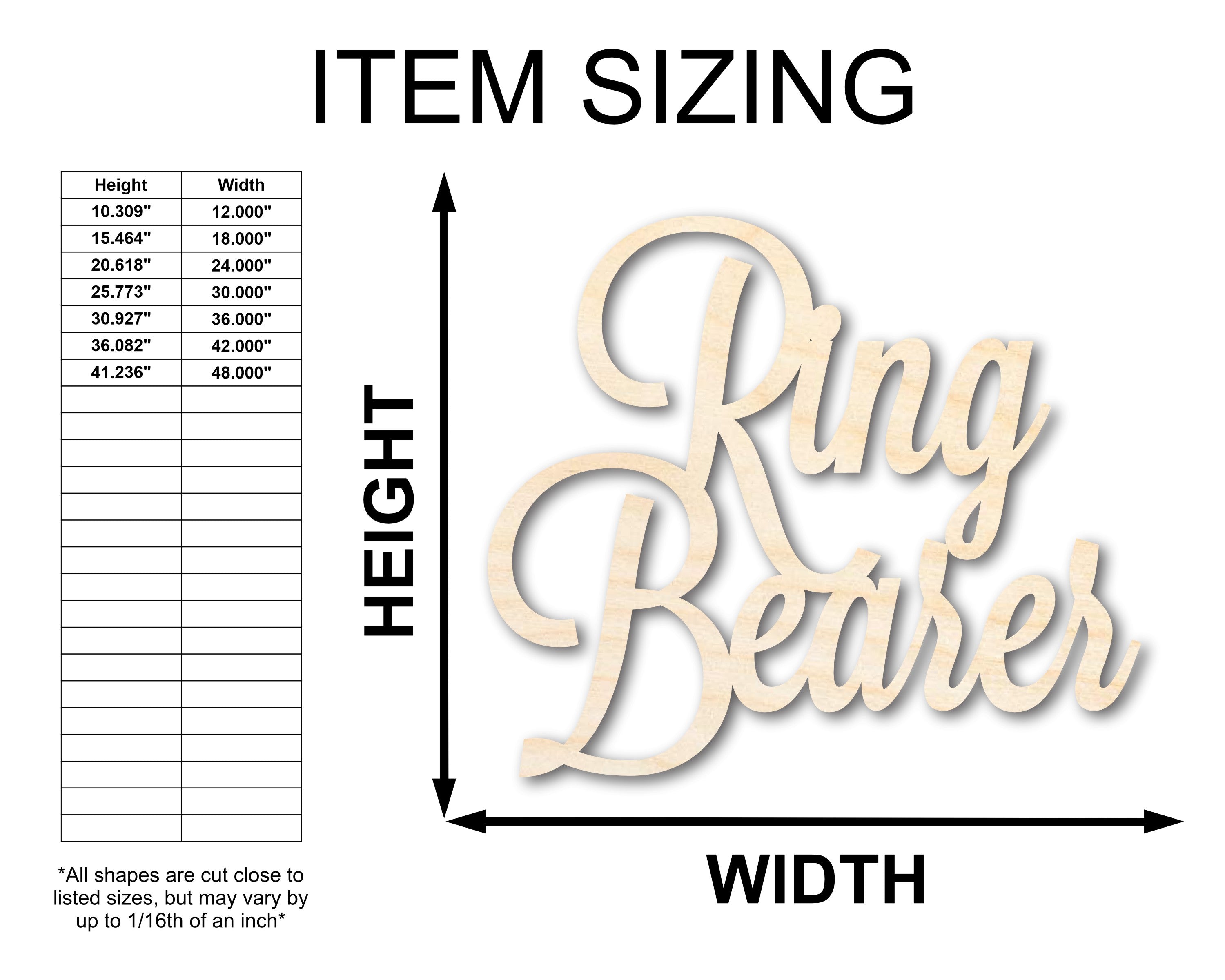 Unfinished Wood Ring Bearer Shape - Word Craft - up to 46"