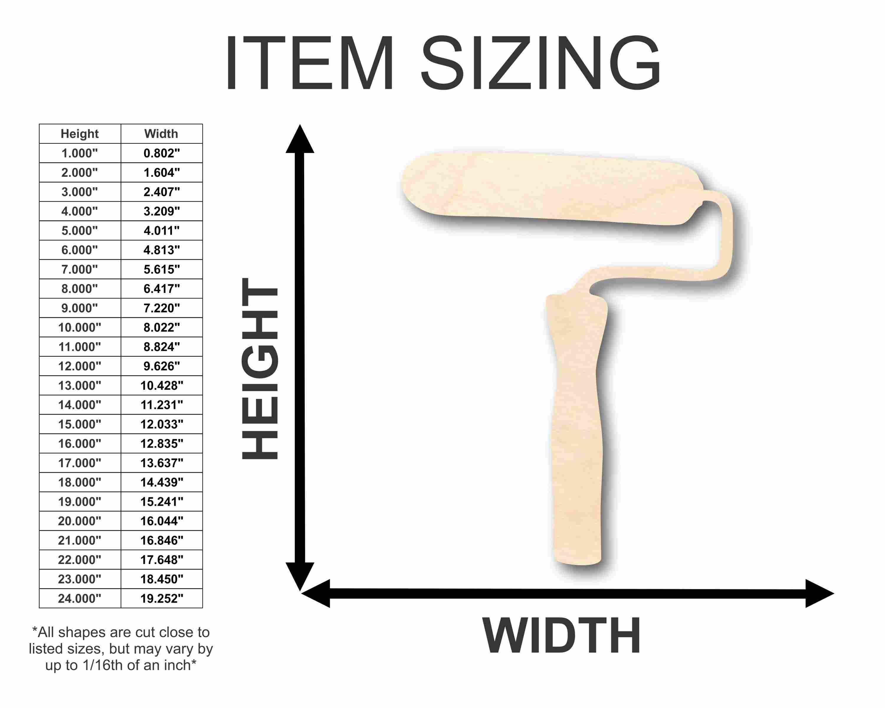 Unfinished Wood Roller Silhouette - Craft- up to 46" DIY