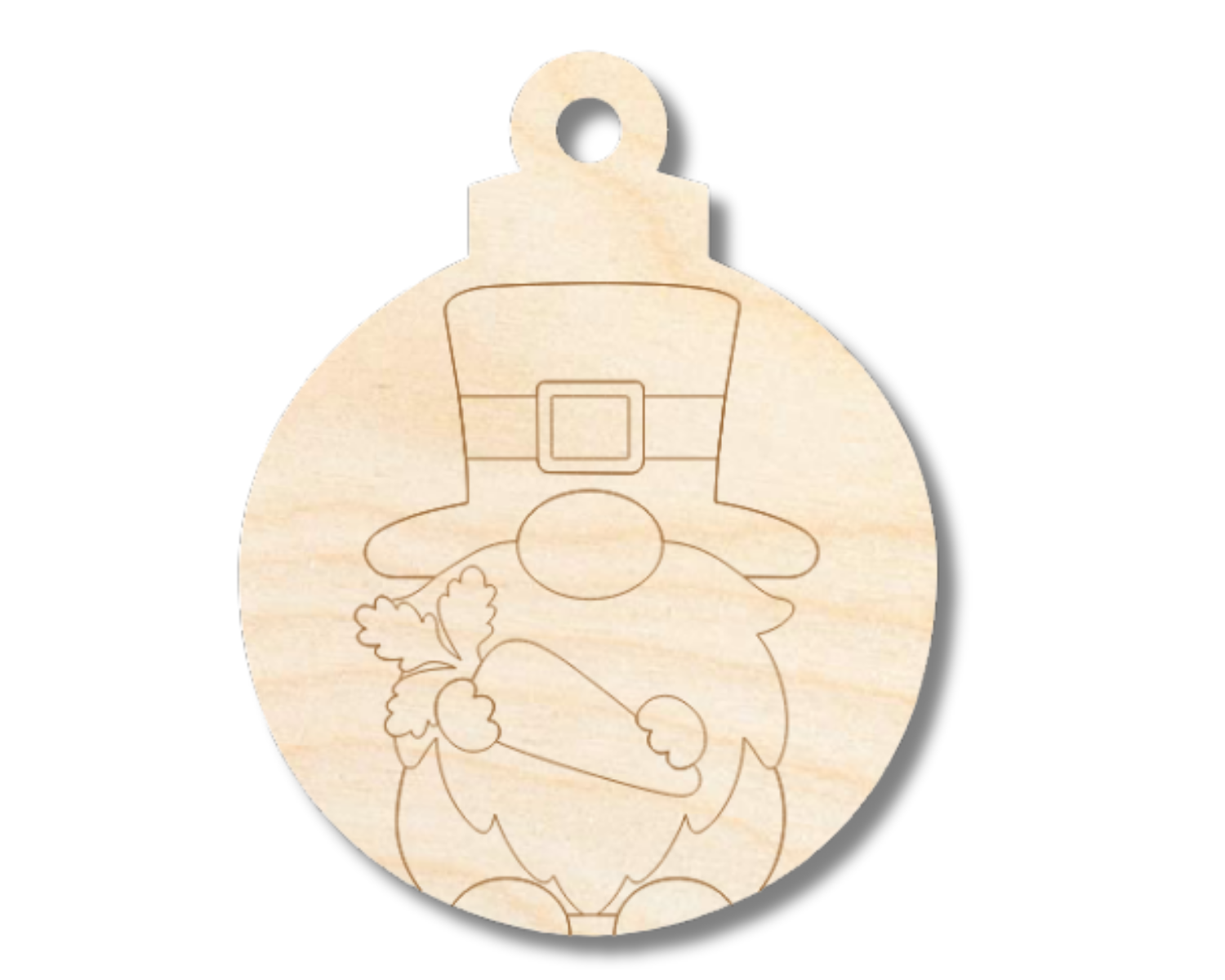 Unfinished Wood Etched Gnome Holding Carrot Ornament Shape | Paint By Line Crafts | up to 30" DIY