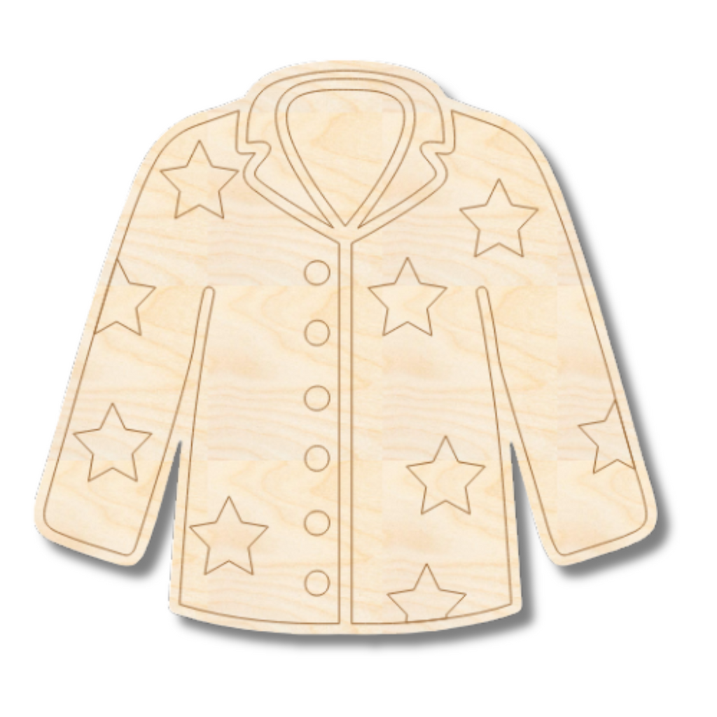 Unfinished Wood Etched Pajama Top Shape | Paint By Line Crafts | up to 30" DIY