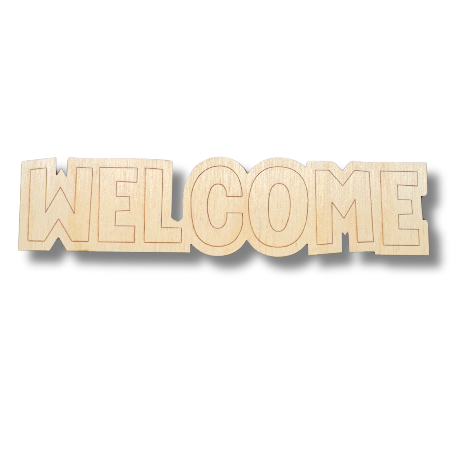 Unfinished Wood Etched Welcome Shape | Paint By Line Crafts | up to 30" DIY