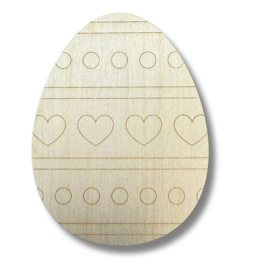 Unfinished Wood Etched Heart Pattern Egg Shape | Paint By Line Crafts | up to 30" DIY