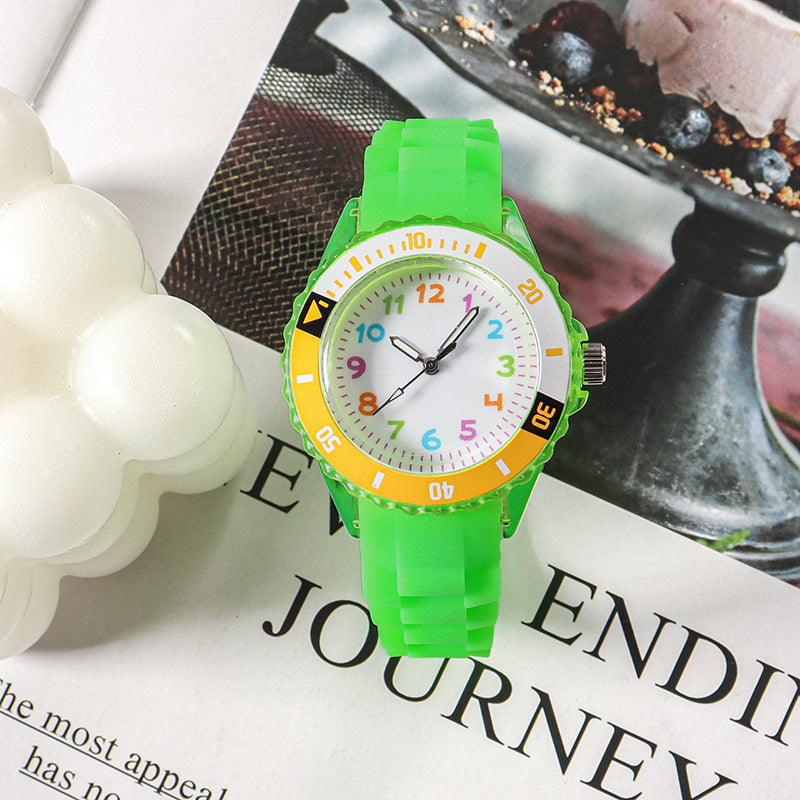 Simple Casual Kids Watches 5bar Waterproof Quartz Wristwatches Kids Clock Analog Watch Waterproof Time Teaching Boys Girls Watch Soft Band Learning Time Wrist Watch
